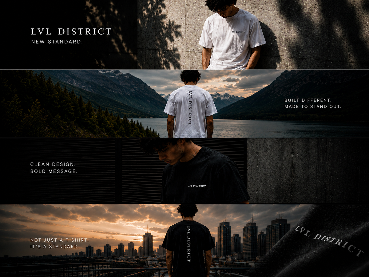 LVL District tees worn in city and outdoor settings